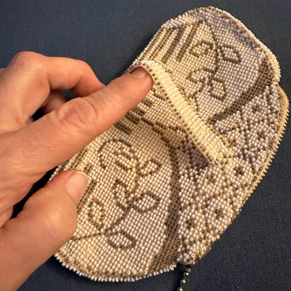 Elegant Beaded Cream Clutch